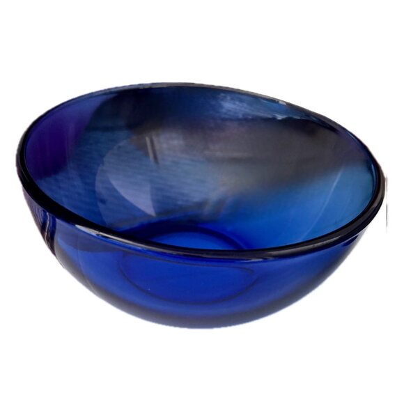 Cobalt Blue Glass Bowl 6"w 2.5"d Mexico Decorative Serveware - Picture 6 of 6